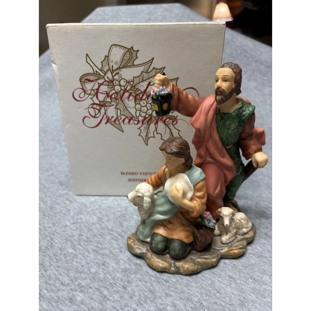 Avon‎ Holiday Treasures Blessed Visitors Shepherds 2002 In Box Christmas